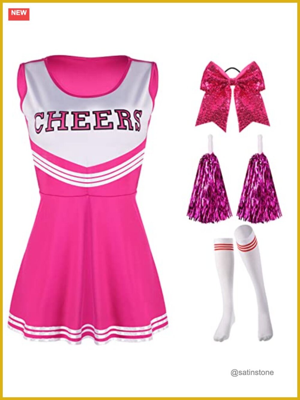 Cheerleader Costume Set Polyester Spandex Pom Poms Socks Halloween
